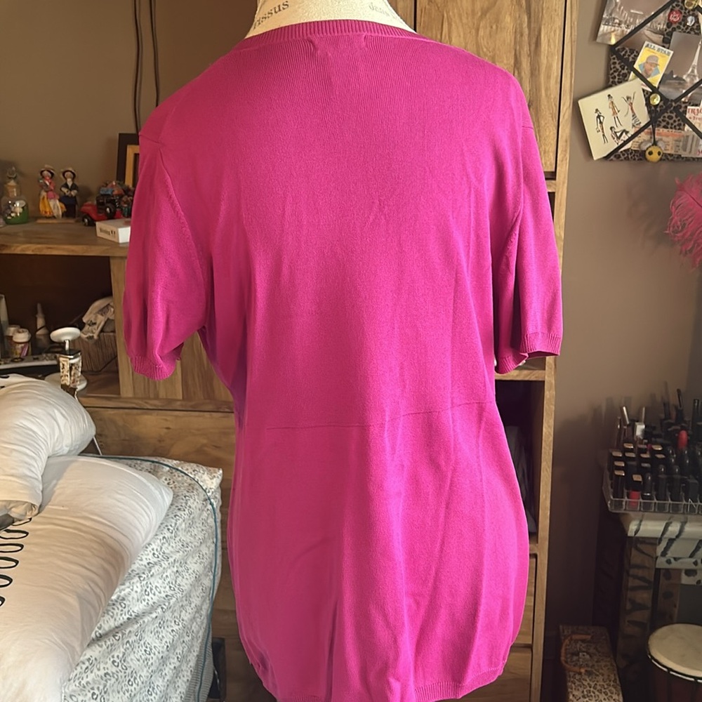 Magenta Short Sleeve Cardigan - XL - Picture 3 of 4